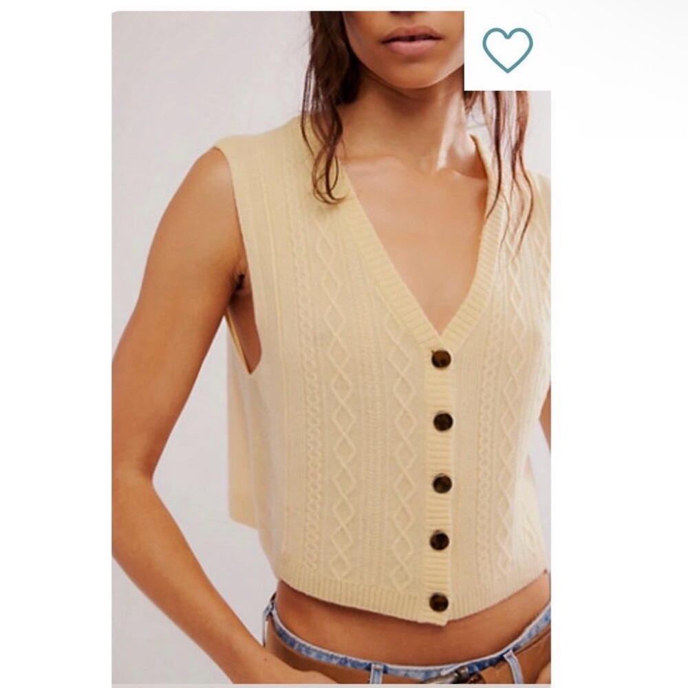 Free People Cream Crop Vest